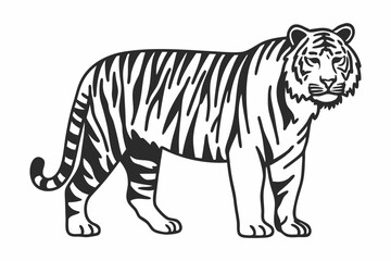 Obraz premium tiger line art silhouette