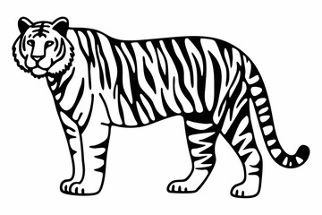 Obraz premium tiger line art silhouette