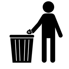 ゴミ箱にゴミを捨てる人物のピクトグラム
