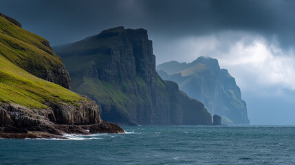Dramatic Mountain Peak Emerging Through Mystic Morning Fog