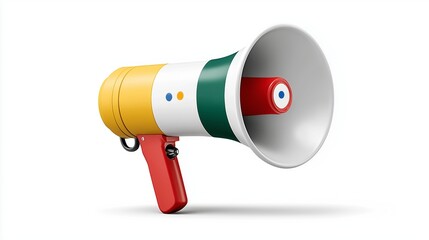 Colorful megaphone isolated on white background – symbol of communication and announcements