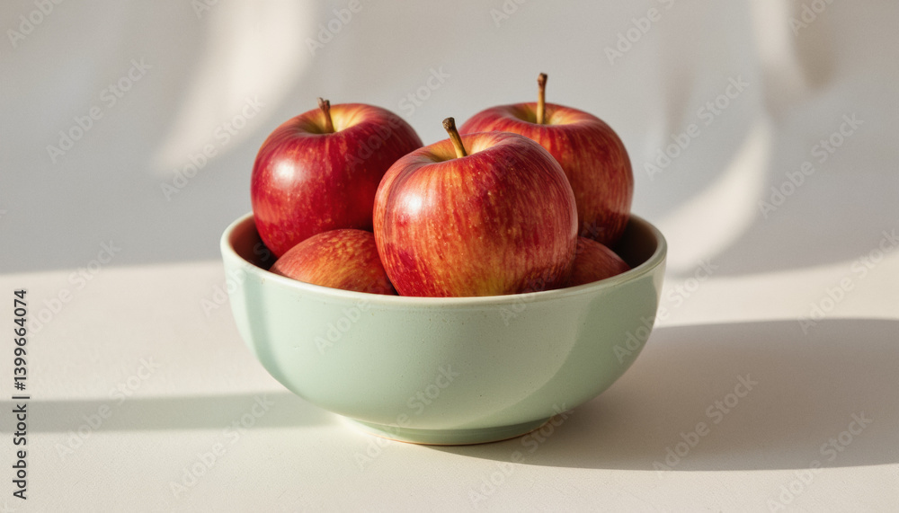 Poster everyday objects - for downstream advertisement and design: a bowl filled with vibrant red apples si