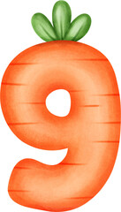 Cute Number 9 – Carrot Alphabet Style