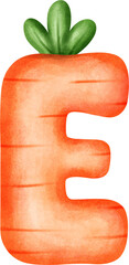 Cute Letter E – Carrot Alphabet Style