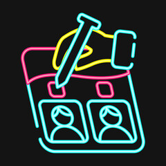 Icon vote on the ballot. Indonesian general election elements. Icons in neon style. Good for prints, posters, infographics, etc.
