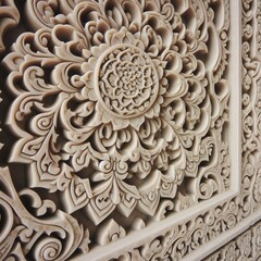 Intricate carvings on a stone wall Delicate patterns precision c