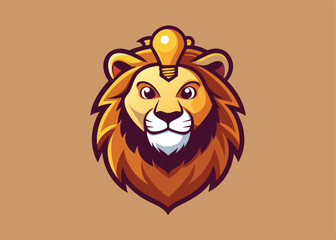 Angry Lion Head Roaring lion Logo or vector icon isolated on white background