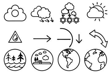 carbon cycle line art simple nature process illustration