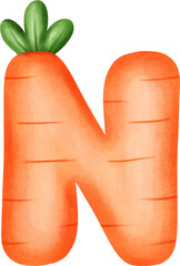 Cute Letter N – Carrot Alphabet Style