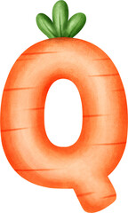 Cute Letter Q – Carrot Alphabet Style