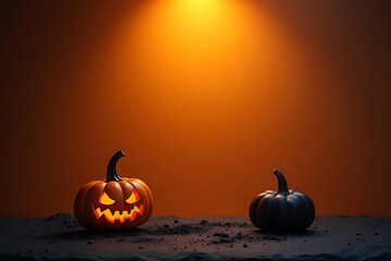 Title: Spooky Halloween Pumpkin in Dark Soil