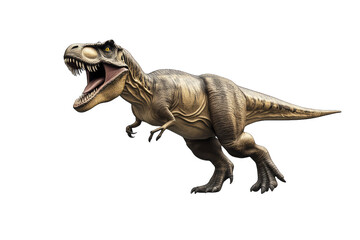 Naklejka premium tyrannosaurus rex in a dynamic pose showcasing its powerful build and fierce expression. dinosaur's features and creates an engaging visual impact