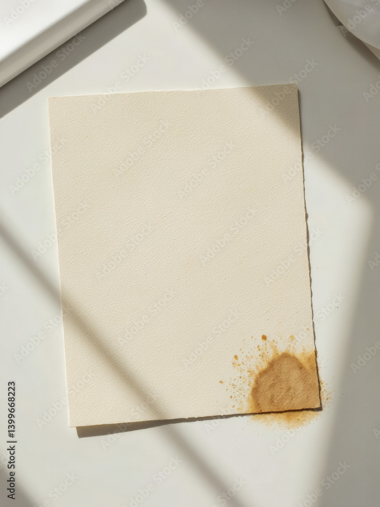 Poster everyday objects - for downstream advertisement and design: a rectangular sheet of textured paper wi