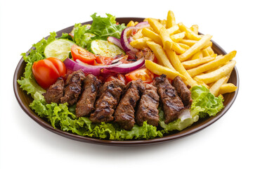 Healthy Breakfast Salad Bowl with Fried Egg, Hash Brown, and Fresh Vegetables