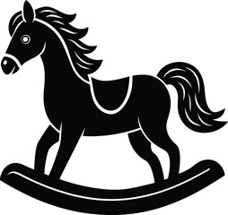 Wooden Horse Toy Silhouette Vector | Classic Rocking Horse Design for Kids and Nursery Projects