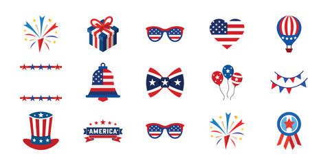 American Independence Day vector set. 4th of July design vector illustration collection