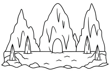 Cave formation sta captivating geological line art sketch