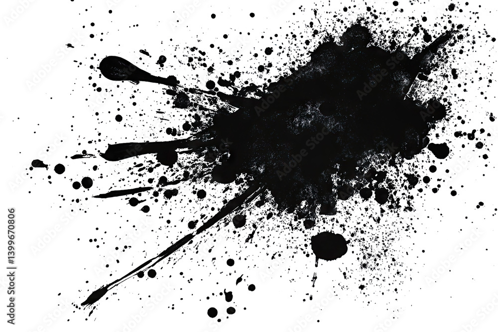 Aufkleber a bold black ink splatter against a white background creating a striking contrast that emphasizes th