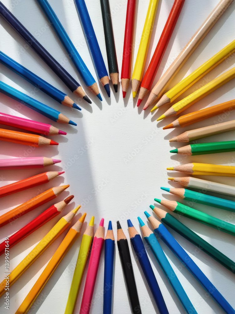 Aufkleber everyday objects - for downstream advertisement and design: a vibrant collection of colored pencils 
