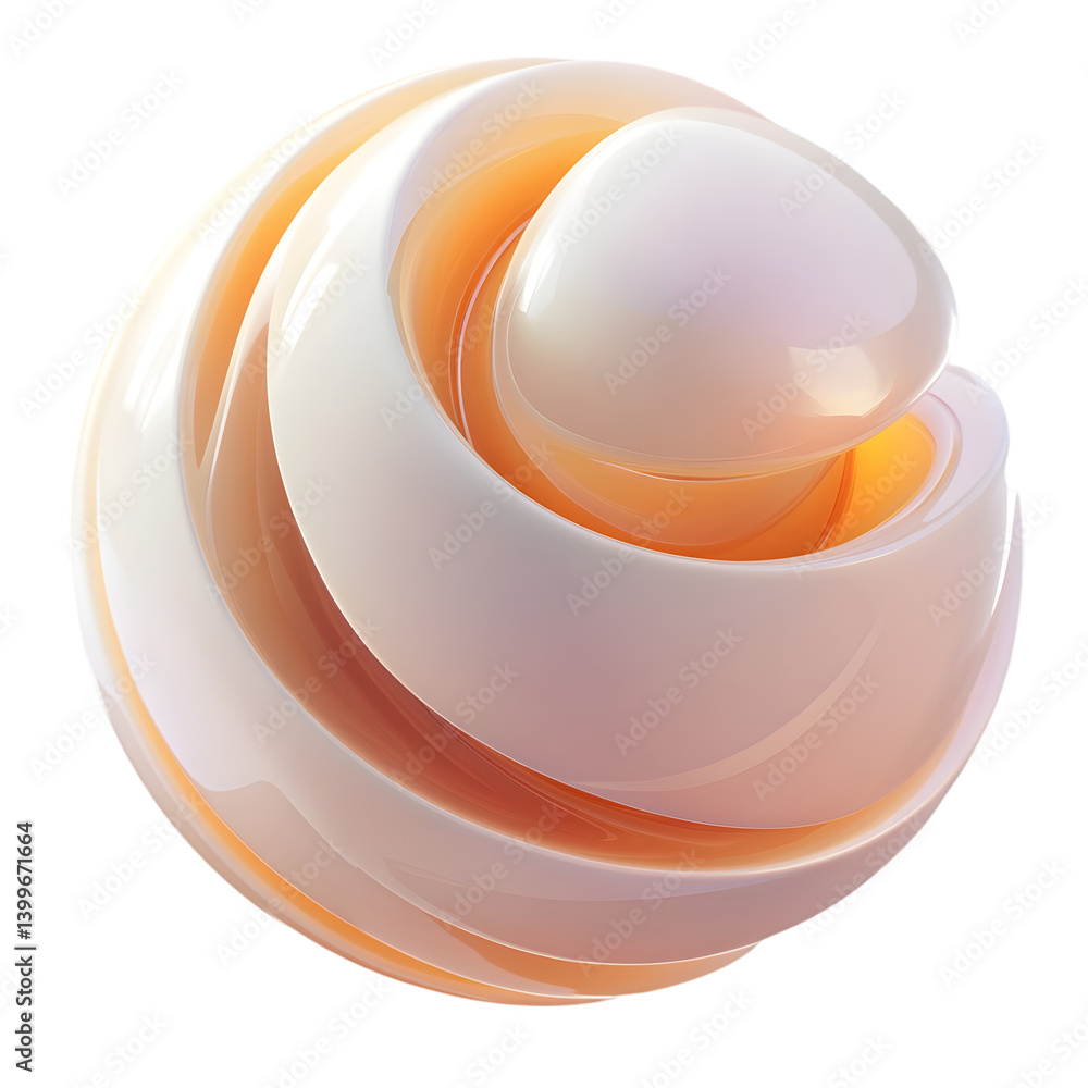 Poster a 3d rendering of a dynamic, abstract sphere with gradient colors.