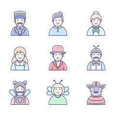Cartoon People Icons Set
