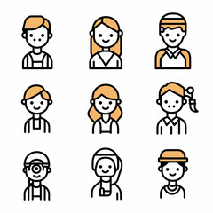 Fototapeta premium Diverse People Avatars Icon Set