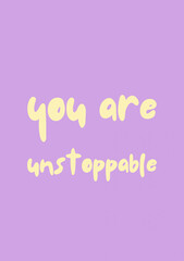 Motivation wall art, cartoon quote poster, greeting card, cute cover, pop art colors