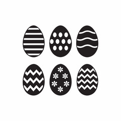 Six stylish black and white Easter eggs perfect for spring decorations cards or invitations Simple elegant designs for festive
