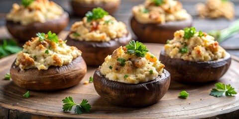 Fluffy baked potatoes, one with savory herbs and the other with earthy mushrooms, make a delicious vegetarian dish