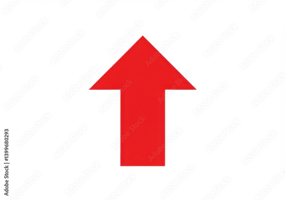 Poster red arrow pointing upward isolated on white background