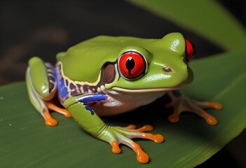 Naklejka premium frog on a leaf