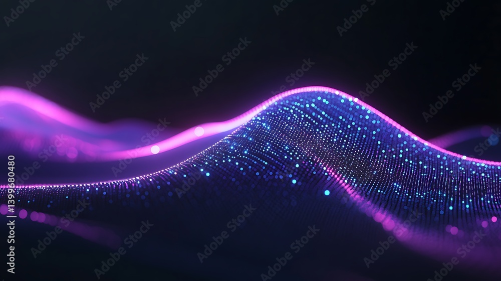 Aufkleber abstract digital wave form with glowing particles. a mesmerizing display of dynamic lines and points