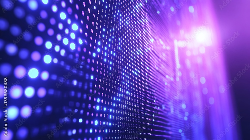 Aufkleber abstract digital display wall with vibrant glowing dots. a close-up view of a dynamic led screen, sh