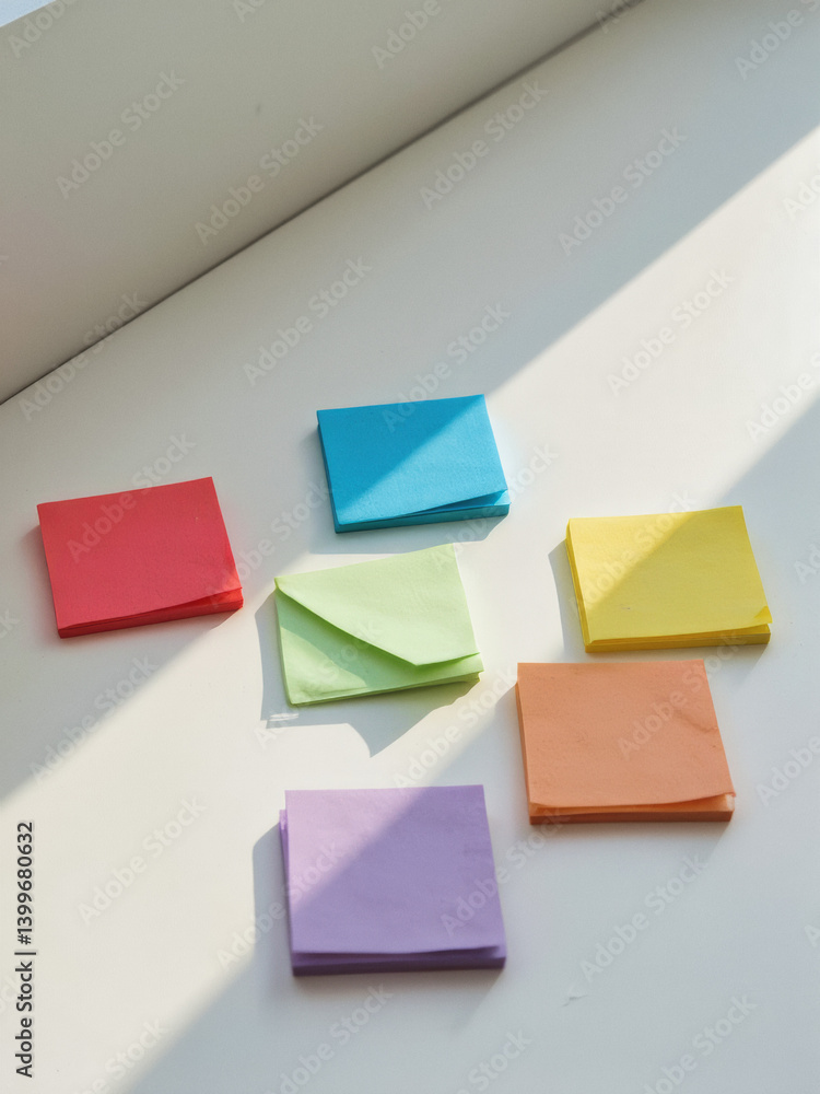 Aufkleber everyday objects - for downstream advertisement and design: colorful sticky notes are scattered on a