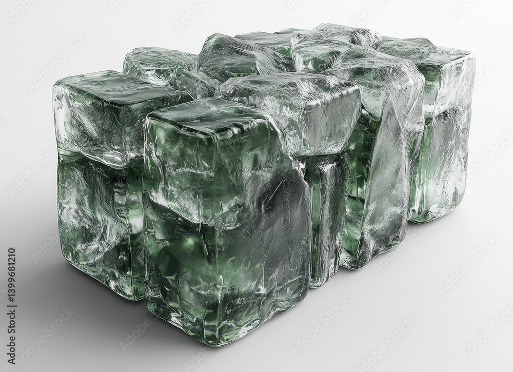 Aufkleber ice cubes with intricate reflections isolated on white background showcase detailed texture and clar
