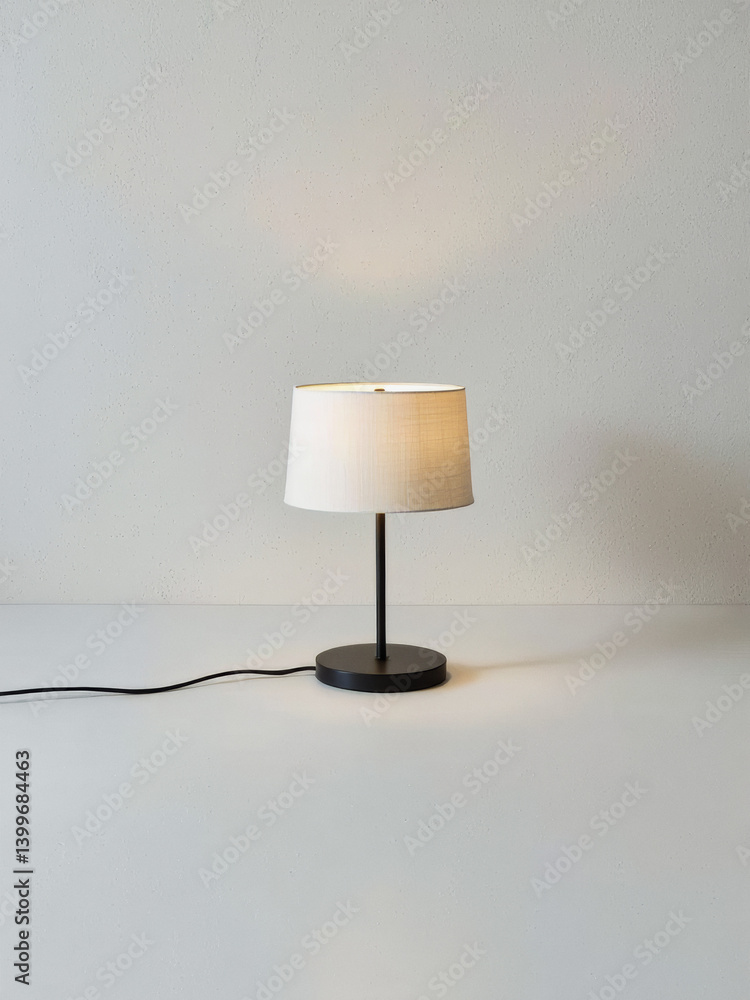 Poster everyday objects - for downstream advertisement and design: a minimalist table lamp with a black bas