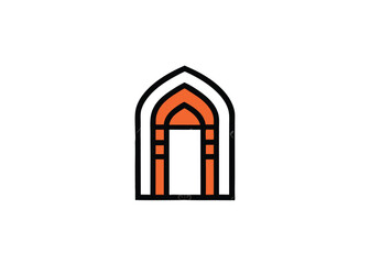 Fototapeta premium Mihrab niche arch door Hand drawn outline vector sketch illustration