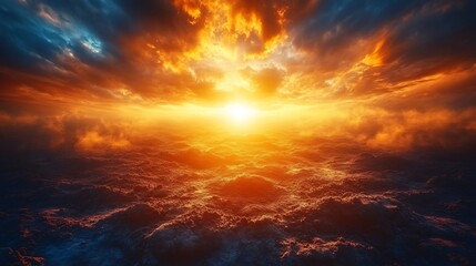 Fototapeta premium Epic Sunset Cloudscape with Fiery Sky.