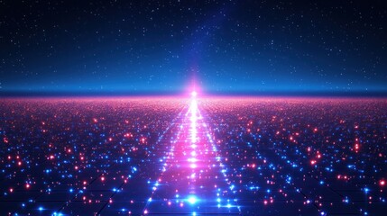 A Futuristic Pathway of Sparkling Lights Through the Stars