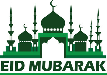 Eid Mubarak With Green Mosque
