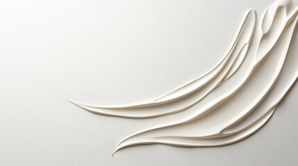 A minimalist painting of a single curved line on a vast white background