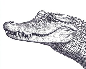 Obraz premium Alligator head portrait, close-up, white background, wildlife illustration