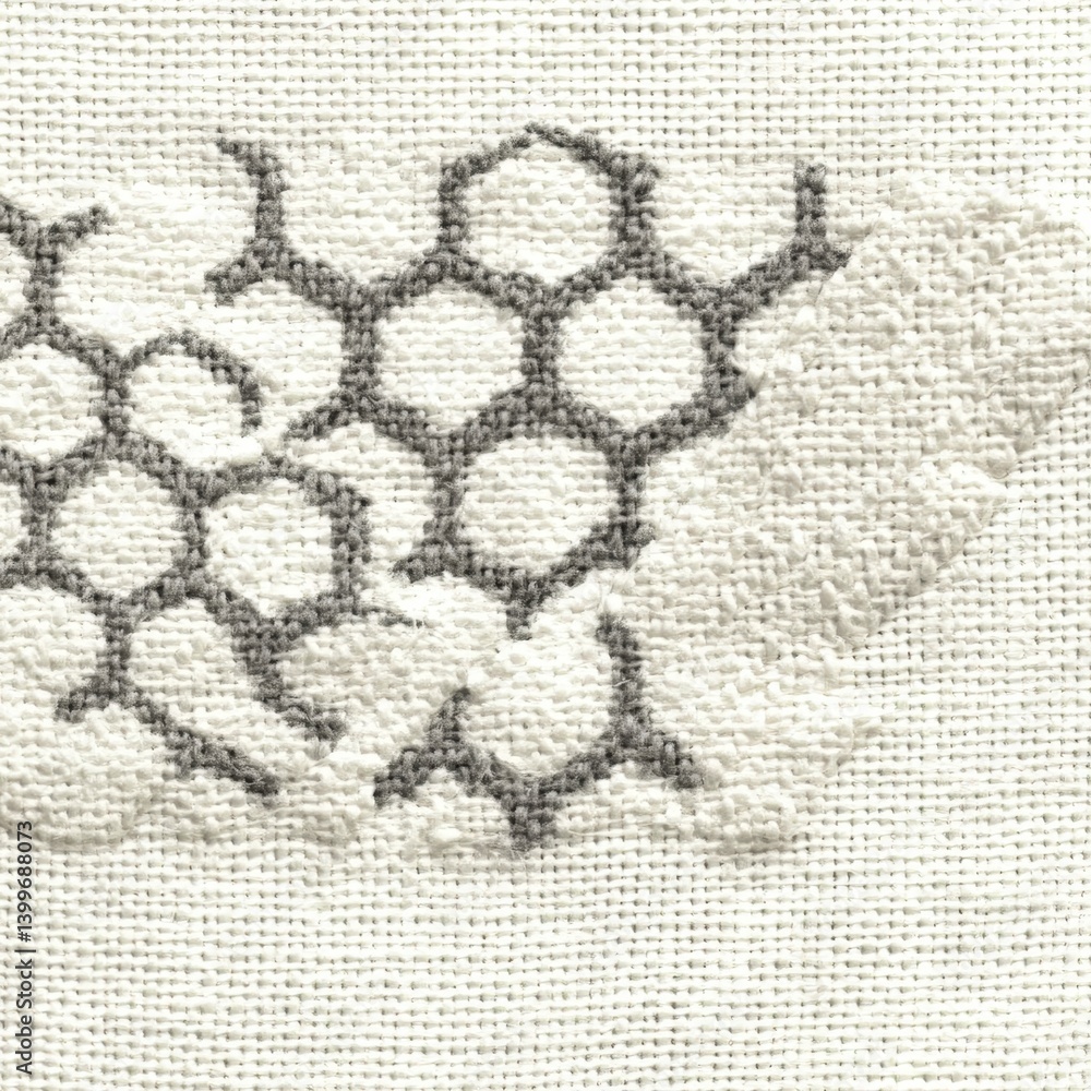Poster beige fabric texture geometric pattern grey hexagon design high resolution textile back