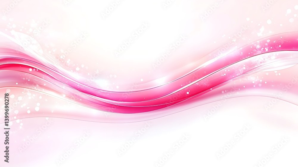 Poster pink flowing waves on a light background with subtle sparkle