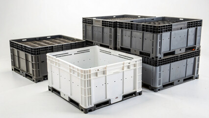 Stacked Storage Crates in Various Colors for Efficient Organization and Transport