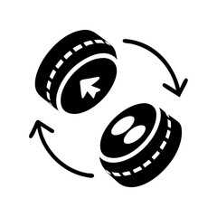 coin swap icon, coin swap silhouette vector illustration-simple silhouette illustration of coin swap, perfect for coin swap logos and icons