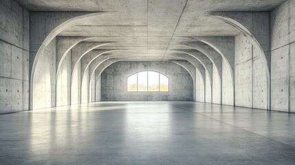 Fototapeta premium Modern Concrete Archway Hallway, Minimalist Architecture