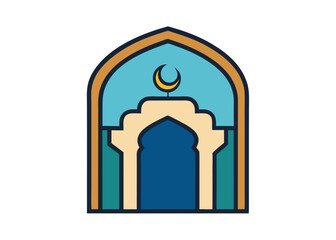 Mosque Moslem icon vector. mihrab niche arch door logo vector icon illustration