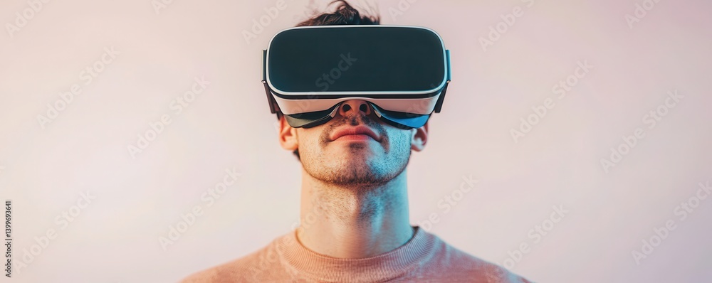 Poster exploring virtual reality immersive experiences modern technology digital environment close-up persp
