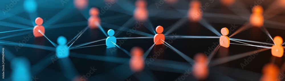 Poster connecting people in a digital network environment abstract technology visualization global concept